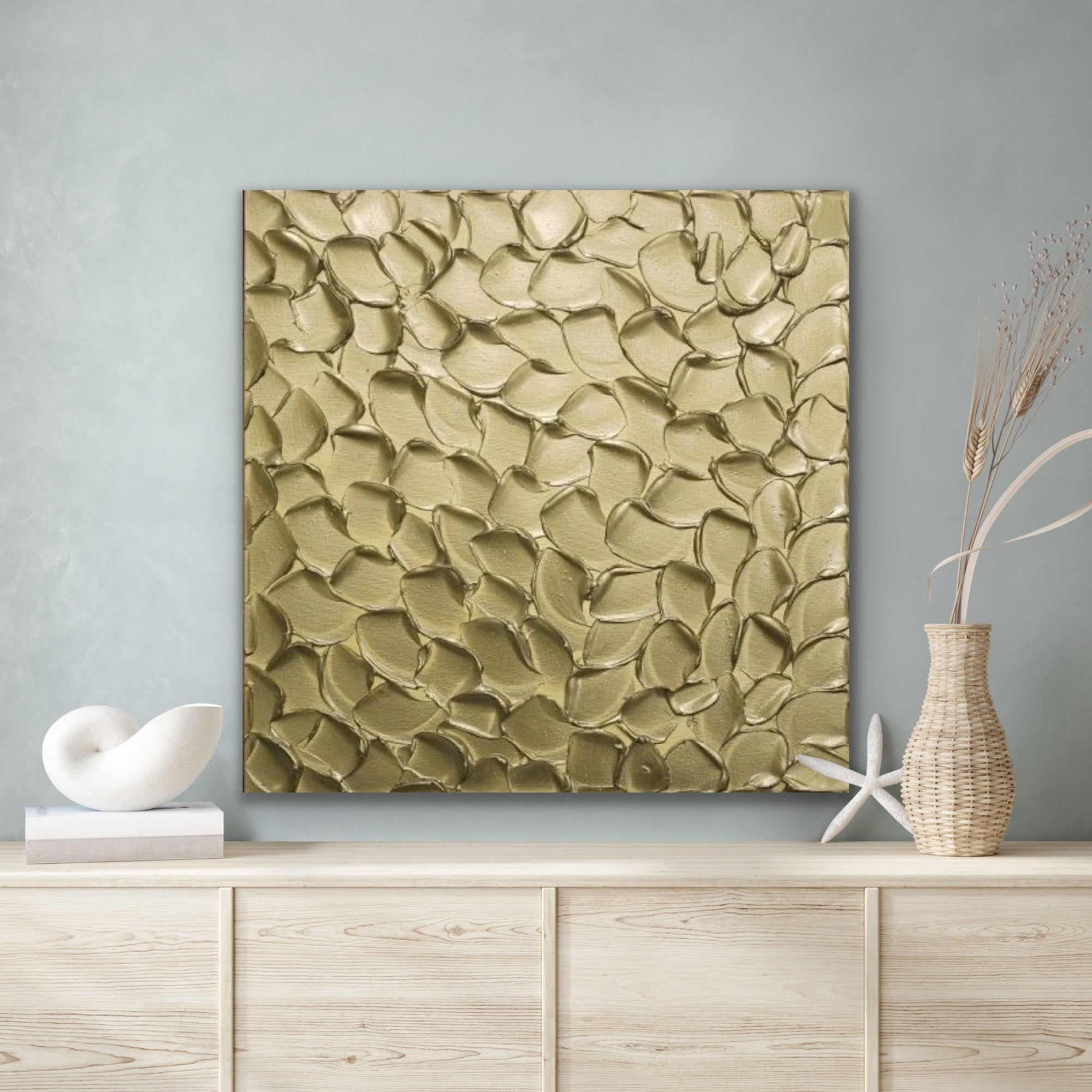 Pale Gold Abstract Minimalist ORIGINAL Metallic Textured Painting palette knife Impasto, Abstract Wall Art -MADE2ORDER-Mix & match