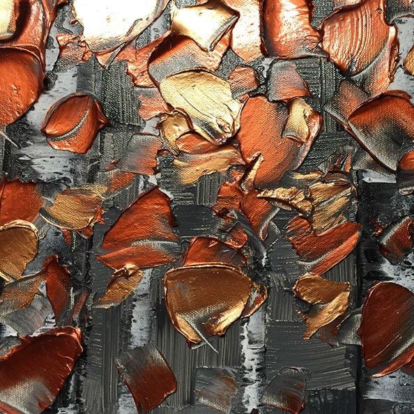 Original Copper Foliage Birch trees aspen Landscape Modern Abstract Impasto Textured painting palette knife art by susanna shap (MADE2ORDER)