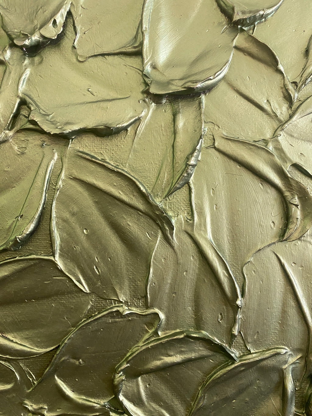 Original Metallic olive green large textured abstract painting palette knife impasto art by susanna shap (MADE2ORDER)