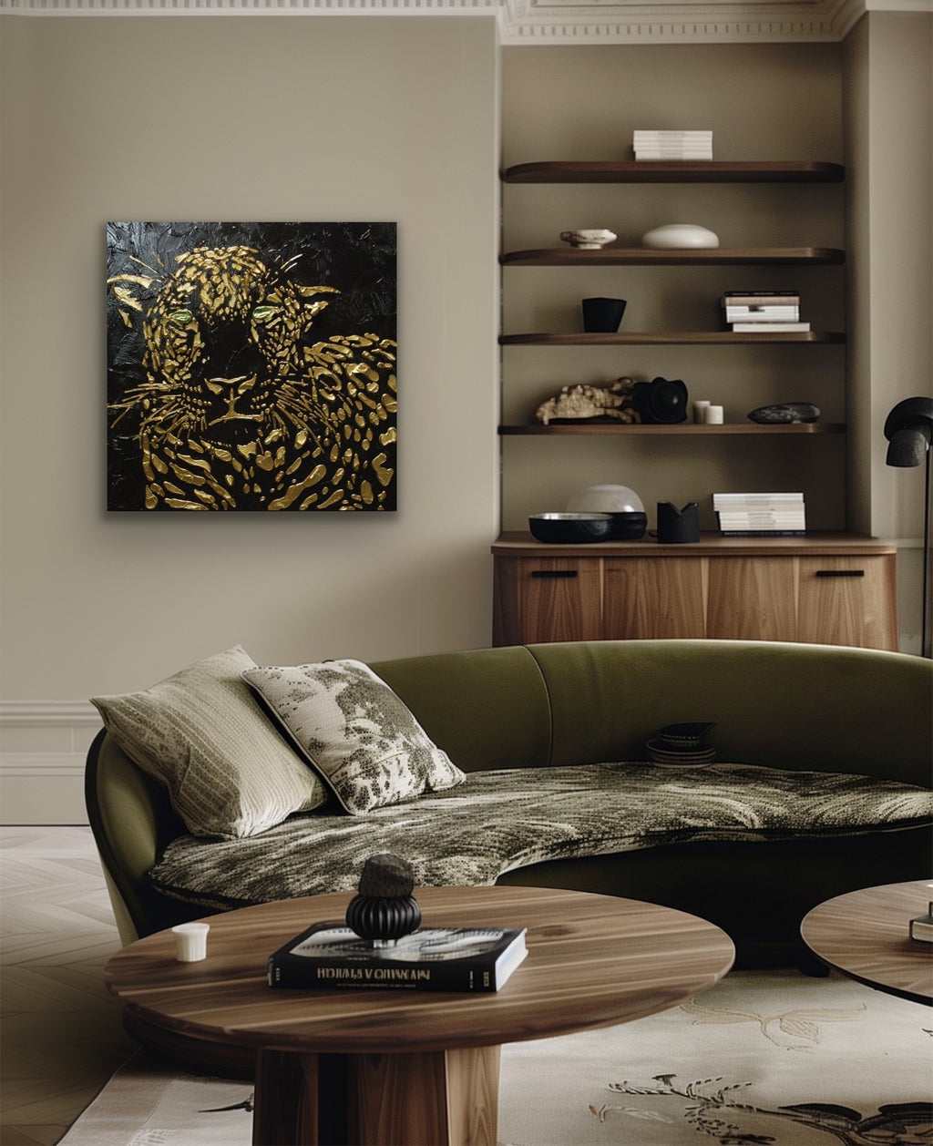 Original Abstract Leopard Painting Black Gold Palette Knife Impasto Textured Fine Art on Canvas - MADE2ORDER Mix&match