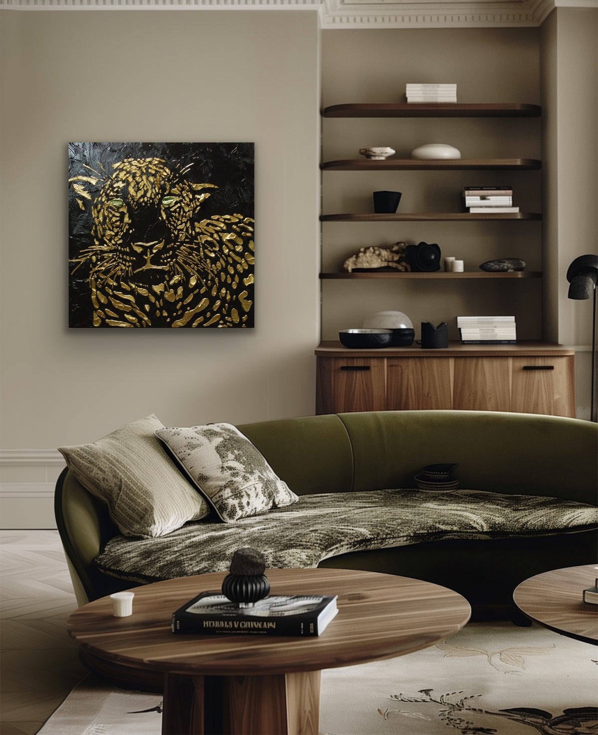 Original Abstract Leopard Painting Black Gold Palette Knife Impasto Textured Fine Art on Canvas - MADE2ORDER Mix&match