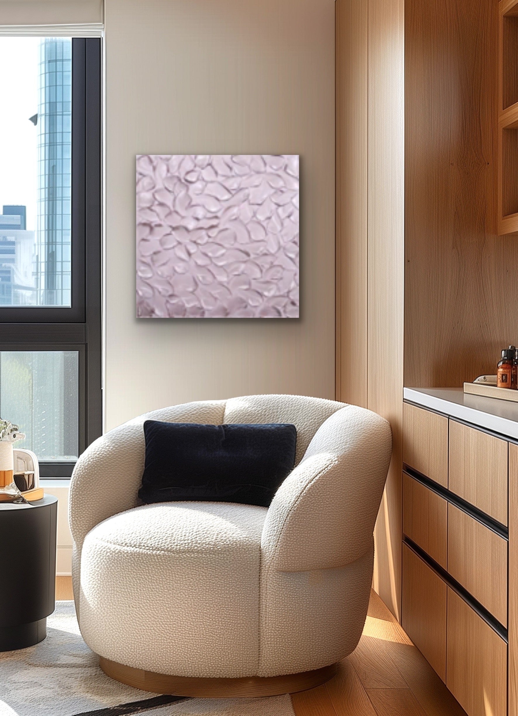 Pink Blush Abstract Minimalist ORIGINAL Metallic Textured Painting palette knife Impasto, Abstract Wall Art -MADE2ORDER-Mix & match