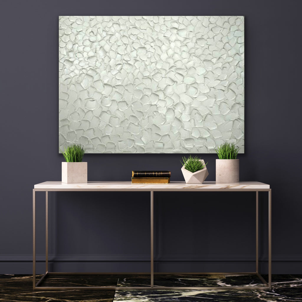 White pearl Abstract Minimalist ORIGINAL Textured Painting palette knife Impasto, Abstract Wall Art -MADE2ORDER