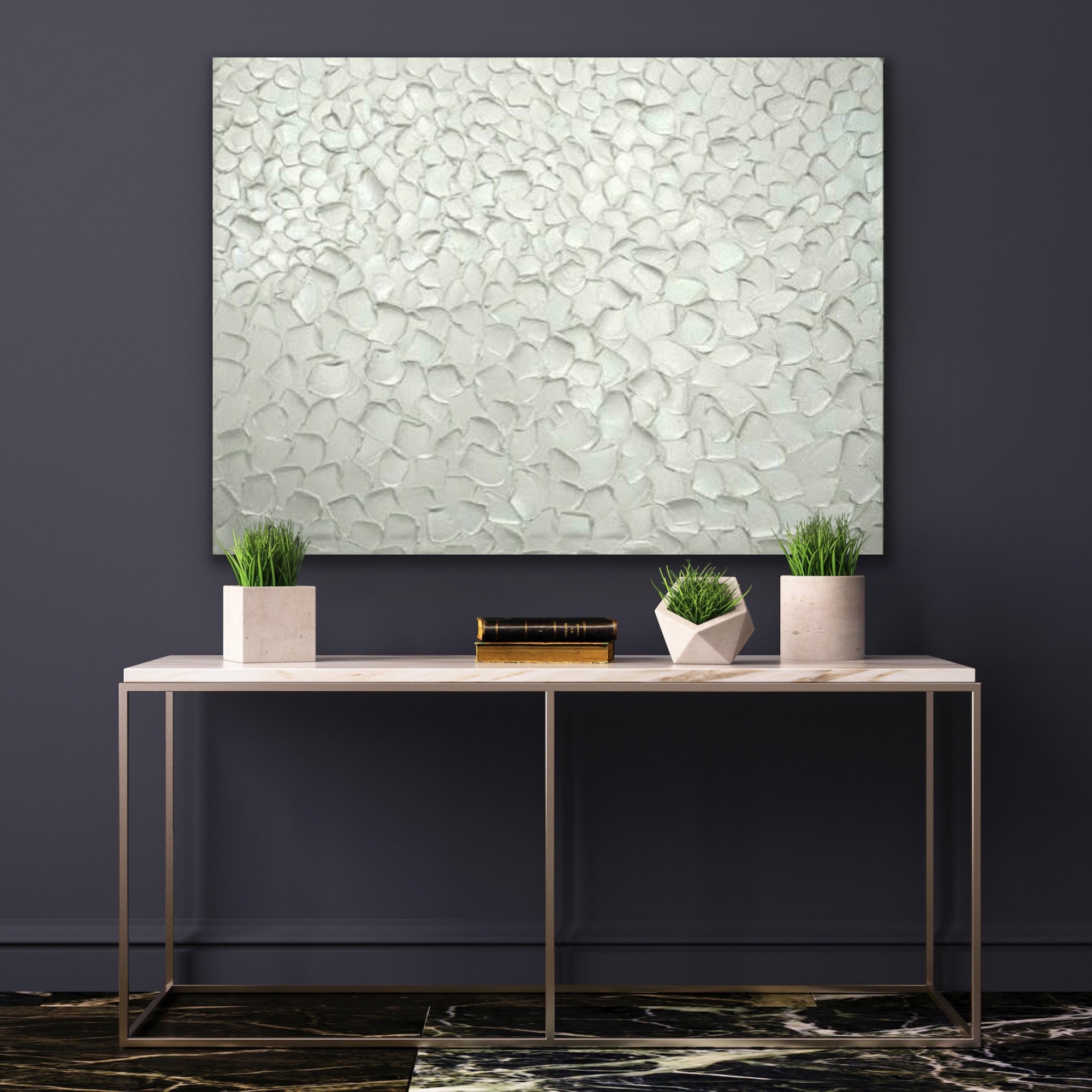 White pearl Abstract Minimalist ORIGINAL Textured Painting palette knife Impasto, Abstract Wall Art -MADE2ORDER
