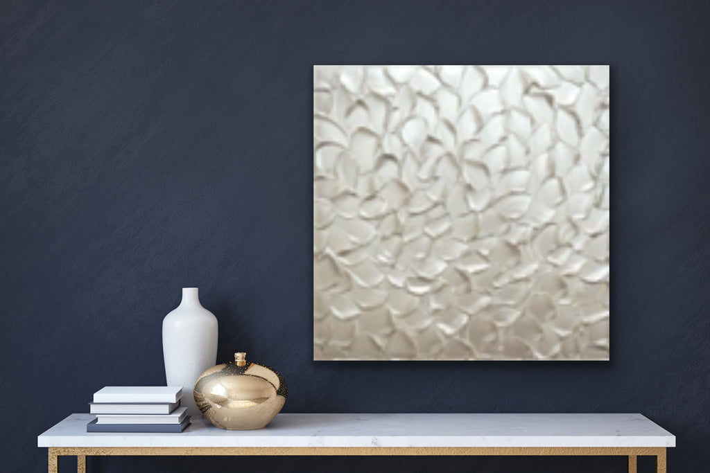 White pearl Abstract Minimalist ORIGINAL Textured Painting palette knife Impasto, Abstract Wall Art -MADE2ORDER