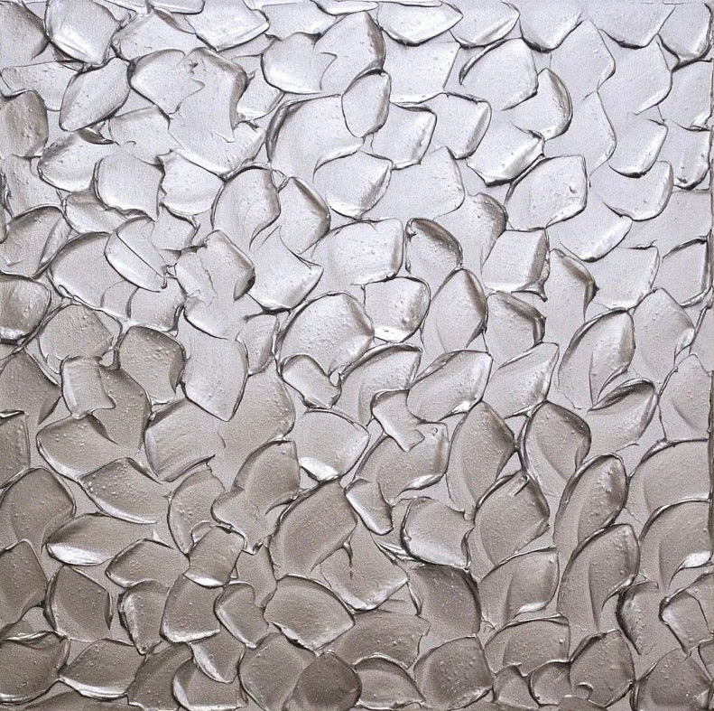 Silver Abstract Minimalist ORIGINAL Metallic Textured Painting palette knife Impasto, Abstract Wall Art -MADE2ORDER-Mix & match