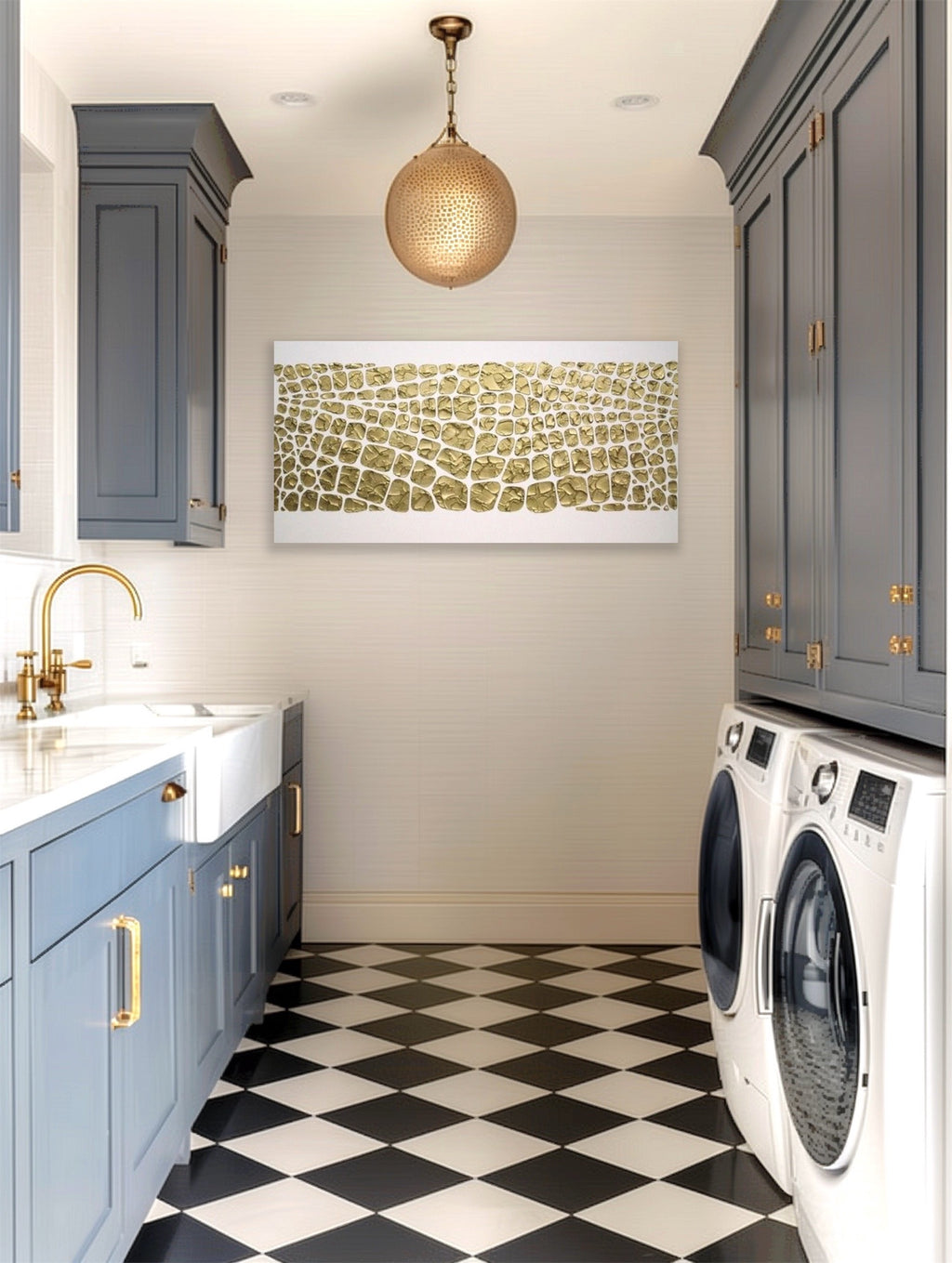 Original white and gold Textured Large Abstract Art MADE2ORDER Mosaic Painting (48”x24”)