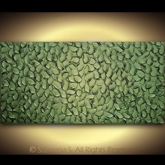 Original Metallic olive green large textured abstract painting palette knife impasto art by susanna shap (MADE2ORDER)
