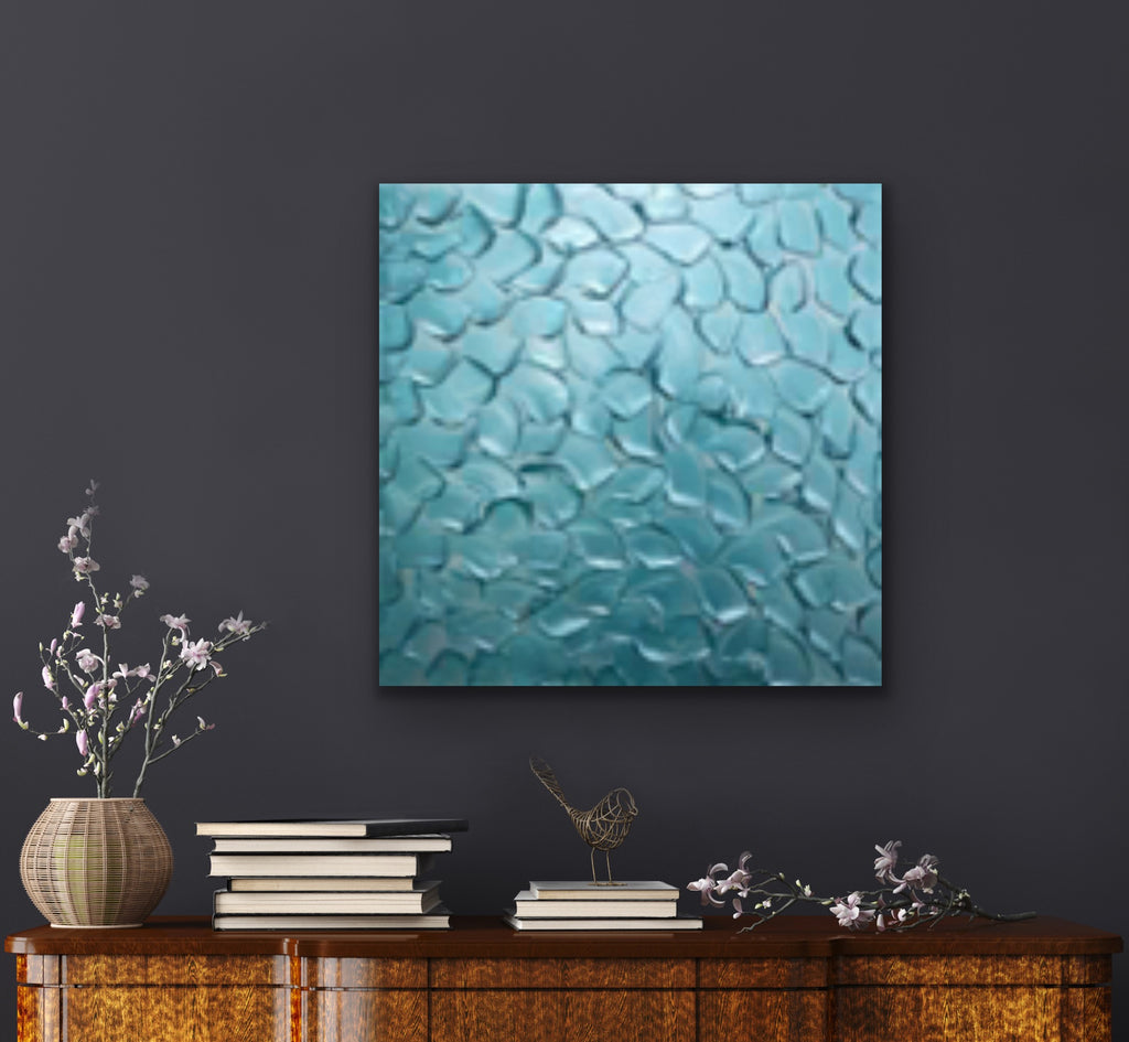 Turquoise Abstract Minimalist ORIGINAL Metallic Textured Painting palette knife Impasto, Abstract Wall Art -MADE2ORDER-Mix & match