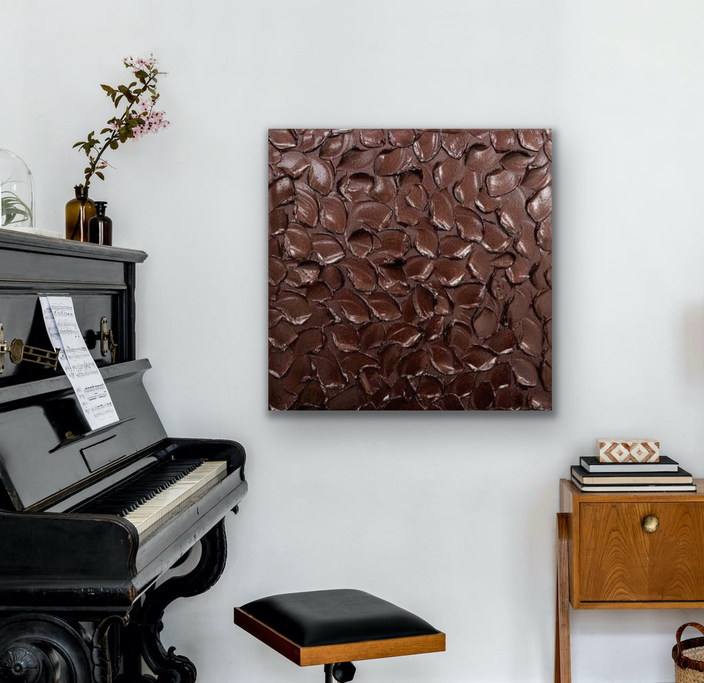 Burgundy Abstract Minimalist ORIGINAL Metallic Textured Painting palette knife Impasto, Abstract Wall Art -MADE2ORDER-Mix & match