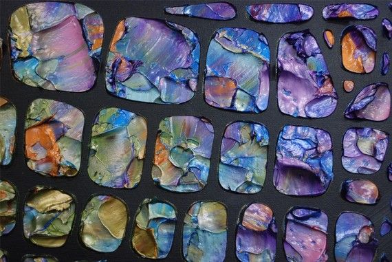 Original Textured Large Abstract Art MADE2ORDER Mosaic Painting Black MultiColor