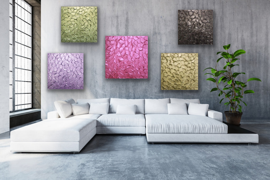 Hot Pink Abstract Minimalist ORIGINAL Metallic Textured Painting palette knife Impasto, Abstract Wall Art -MADE2ORDER-Mix & match