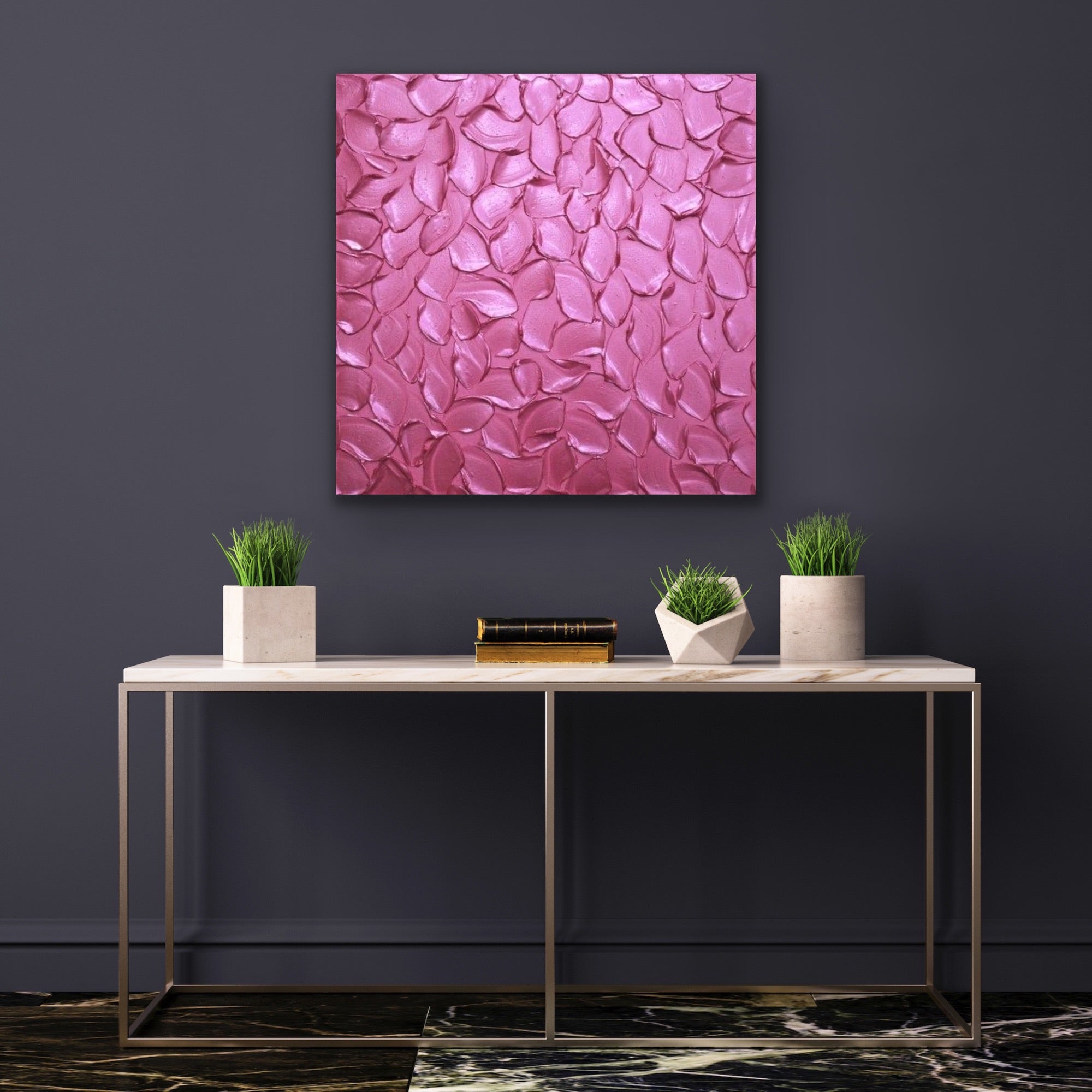 Hot Pink Abstract Minimalist ORIGINAL Metallic Textured Painting palette knife Impasto, Abstract Wall Art -MADE2ORDER-Mix & match