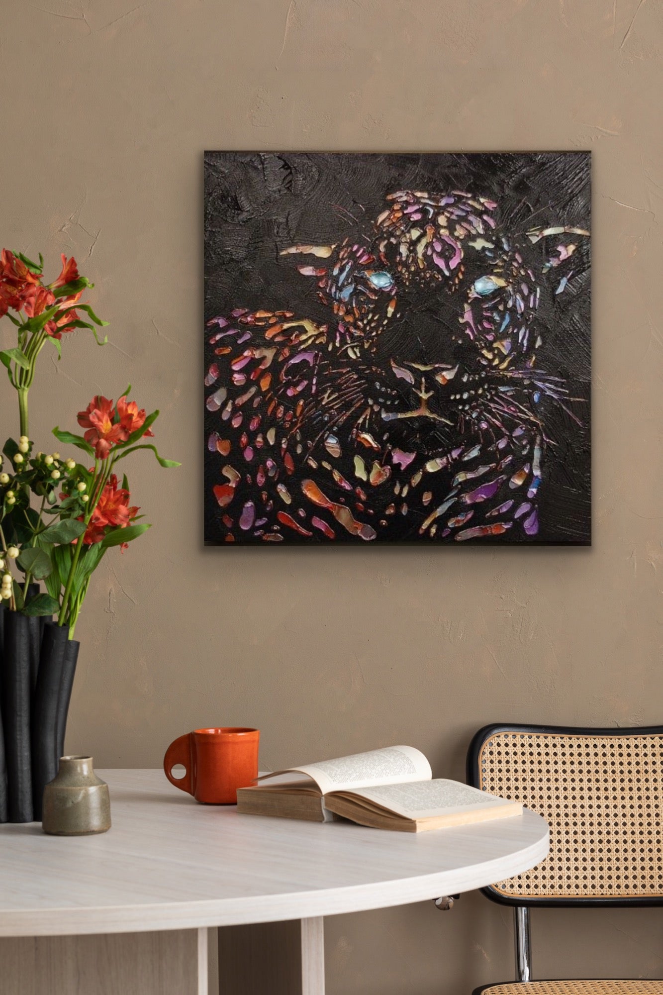 Original Abstract Leopard Painting MADE2ORDER Multicolored Palette Knife Texture