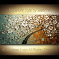 Original Abstract tree painting White cherry blossom textured palette knife impasto art in Earth Tones, by susanna shap (MADE2ORDER)