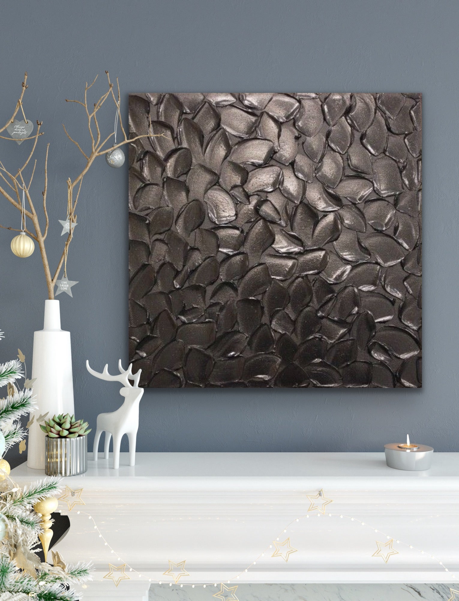 Black Pearl Abstract Minimalist ORIGINAL Textured Painting palette knife Impasto, Abstract Wall Art -MADE2ORDER-Mix & match