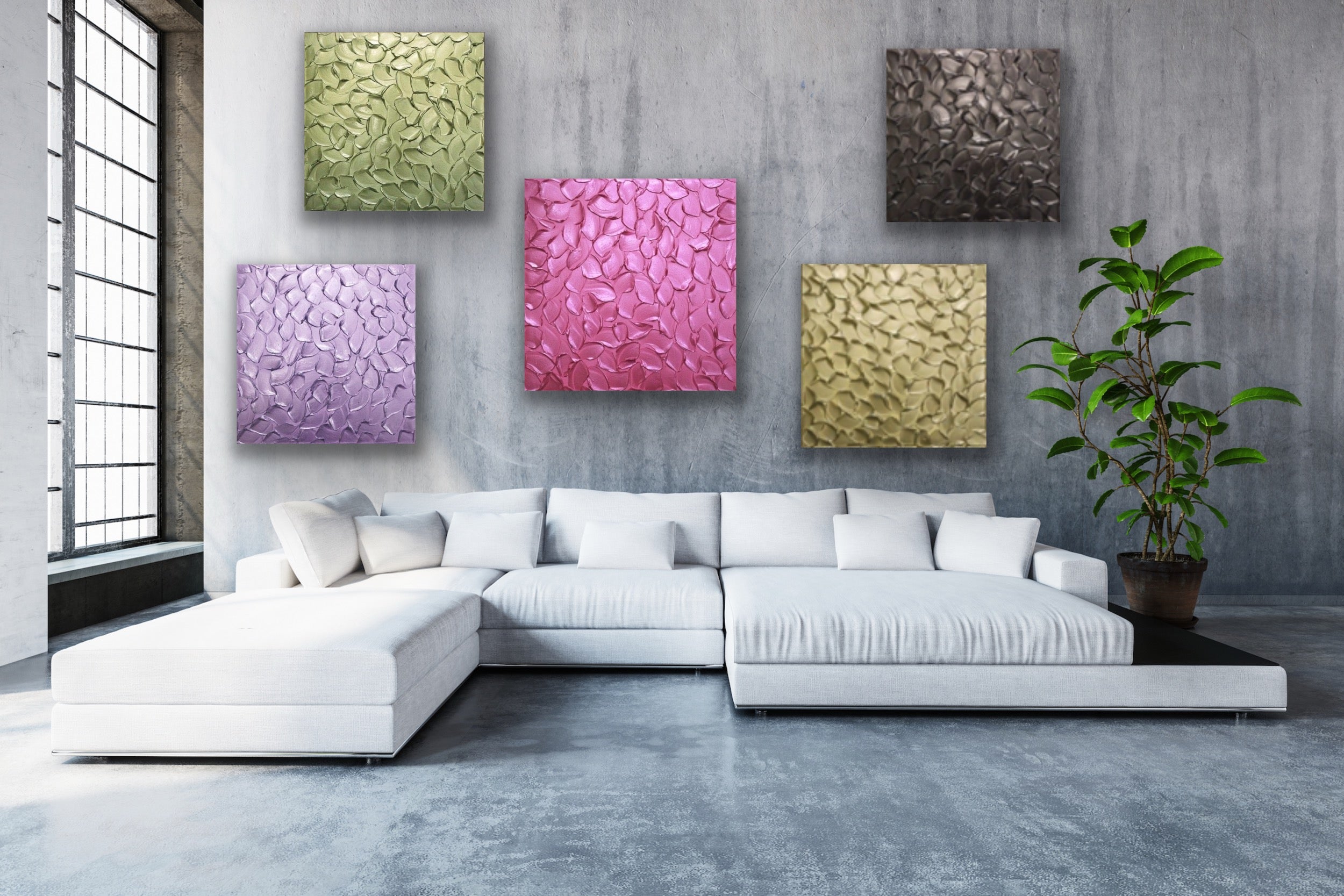 Pale Gold Abstract Minimalist ORIGINAL Metallic Textured Painting palette knife Impasto, Abstract Wall Art -MADE2ORDER-Mix & match