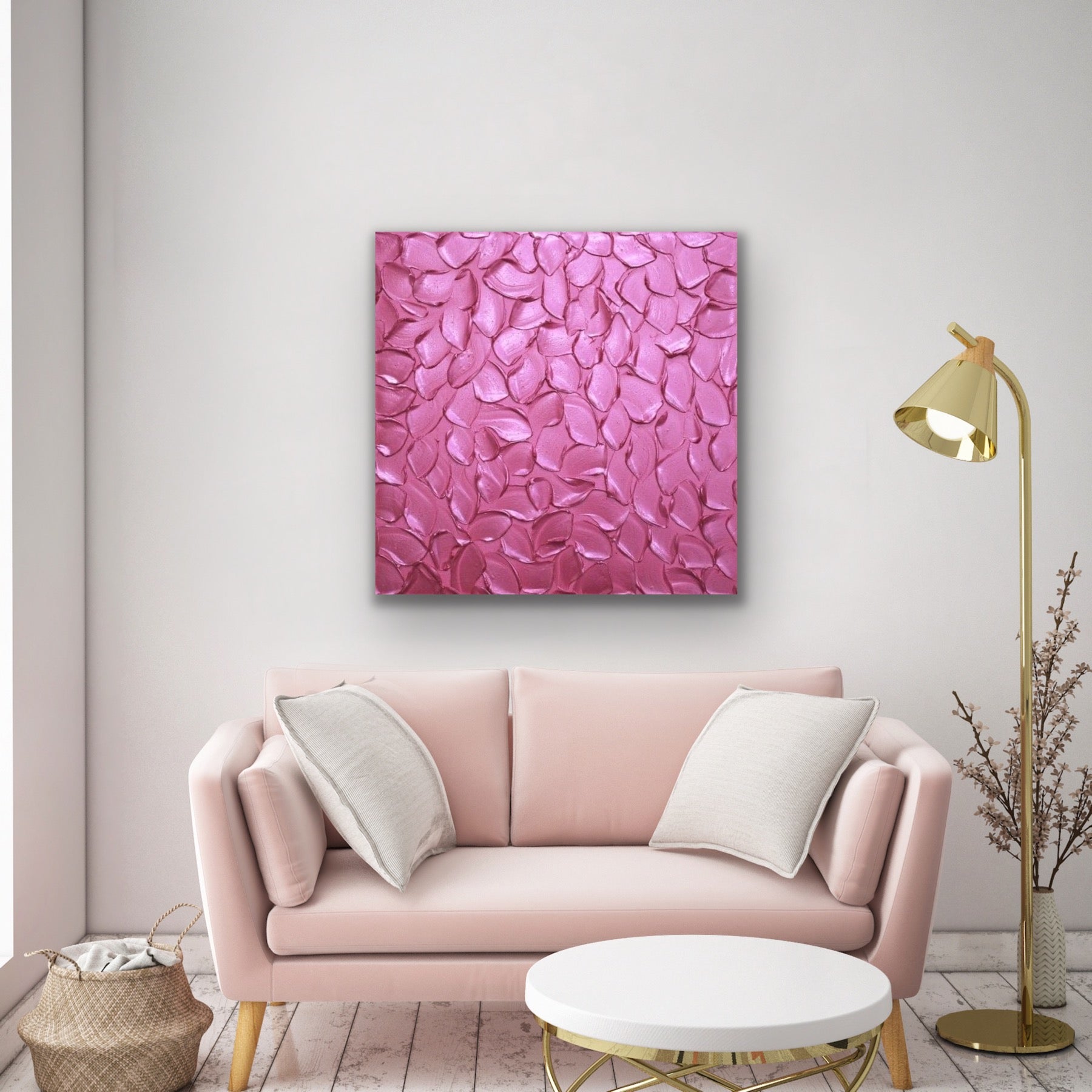 Hot Pink Abstract Minimalist ORIGINAL Metallic Textured Painting palette knife Impasto, Abstract Wall Art -MADE2ORDER-Mix & match