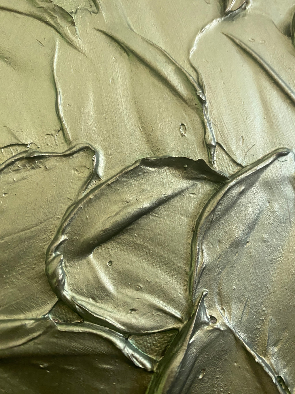 Original Metallic olive green large textured abstract painting palette knife impasto art by susanna shap (MADE2ORDER)
