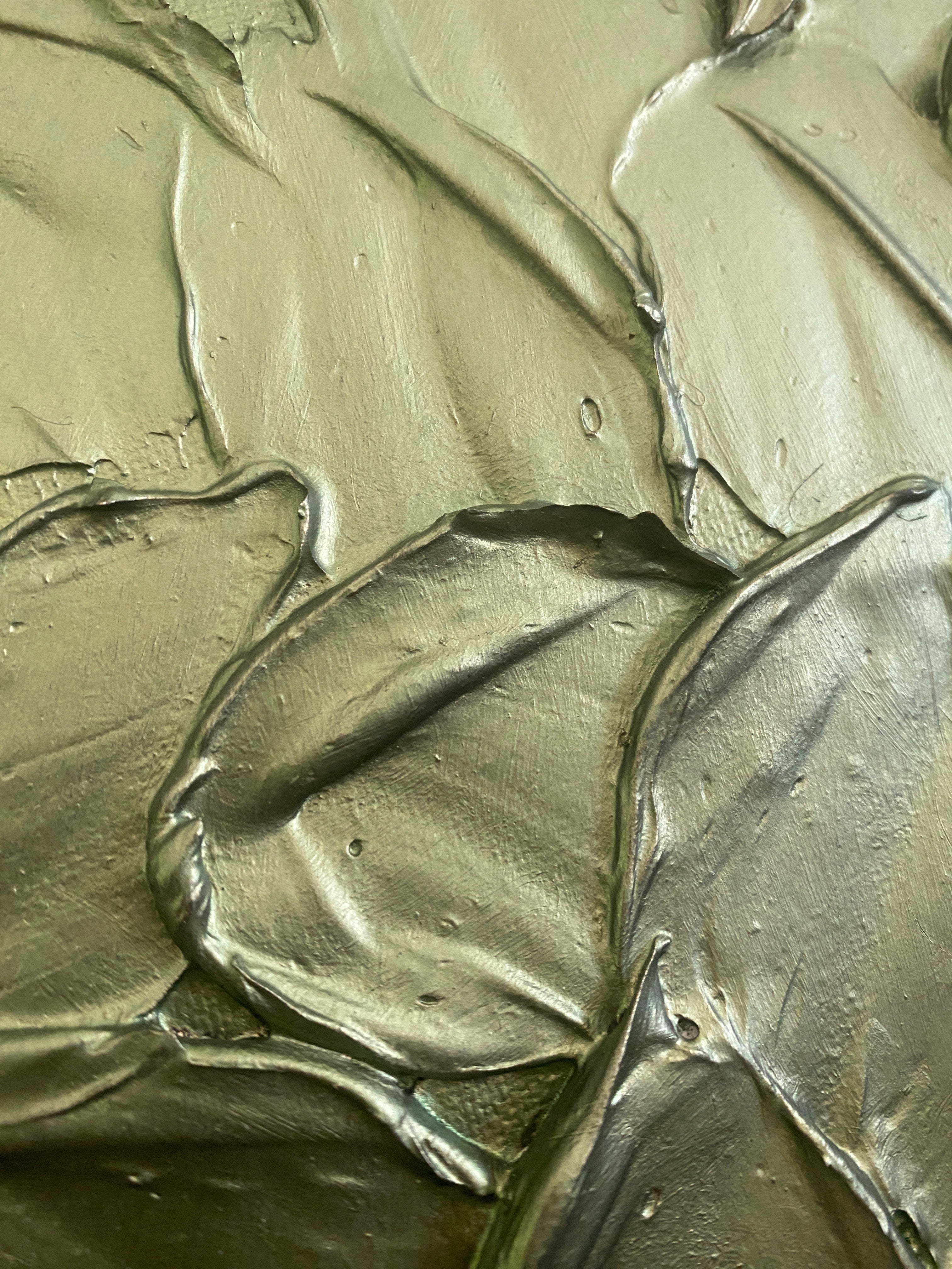 Original Metallic olive green large textured abstract painting palette knife impasto art by susanna shap (MADE2ORDER)