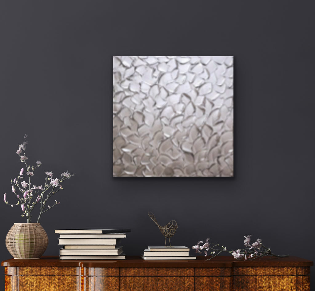 Silver Abstract Minimalist ORIGINAL Metallic Textured Painting palette knife Impasto, Abstract Wall Art -MADE2ORDER-Mix & match