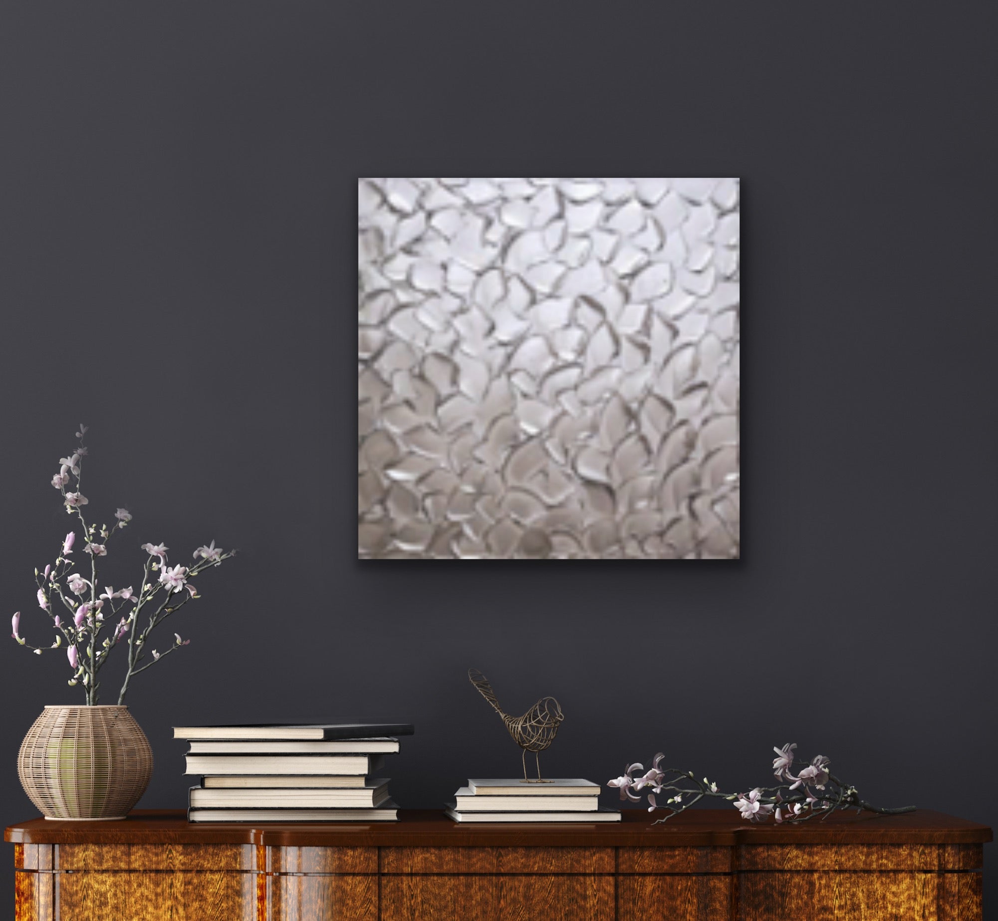 Silver Abstract Minimalist ORIGINAL Metallic Textured Painting palette knife Impasto, Abstract Wall Art -MADE2ORDER-Mix & match