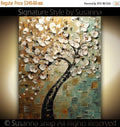 Original Abstract tree painting White cherry blossom textured palette knife impasto art in Earth Tones, by susanna shap (MADE2ORDER)