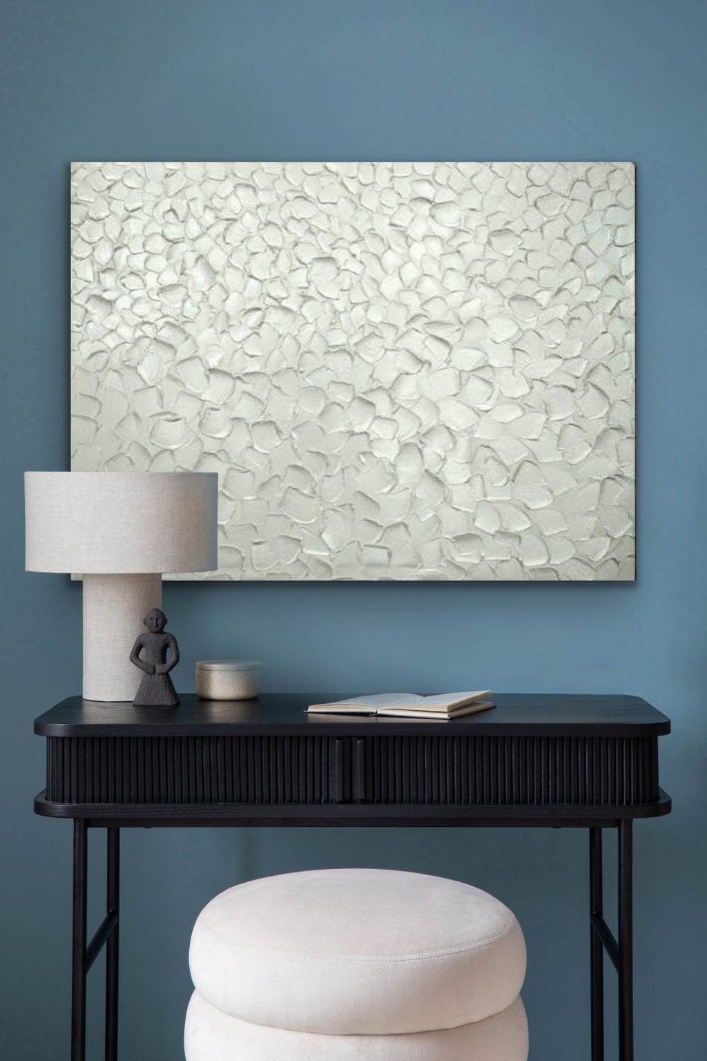 White pearl Abstract Minimalist ORIGINAL Textured Painting palette knife Impasto, Abstract Wall Art -MADE2ORDER