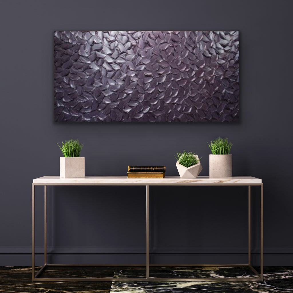 Lilac Smoky purple Abstract Minimalist ORIGINAL Metallic Textured Painting palette knife Impasto, Abstract Wall Art -MADE2ORDER-Mix & match