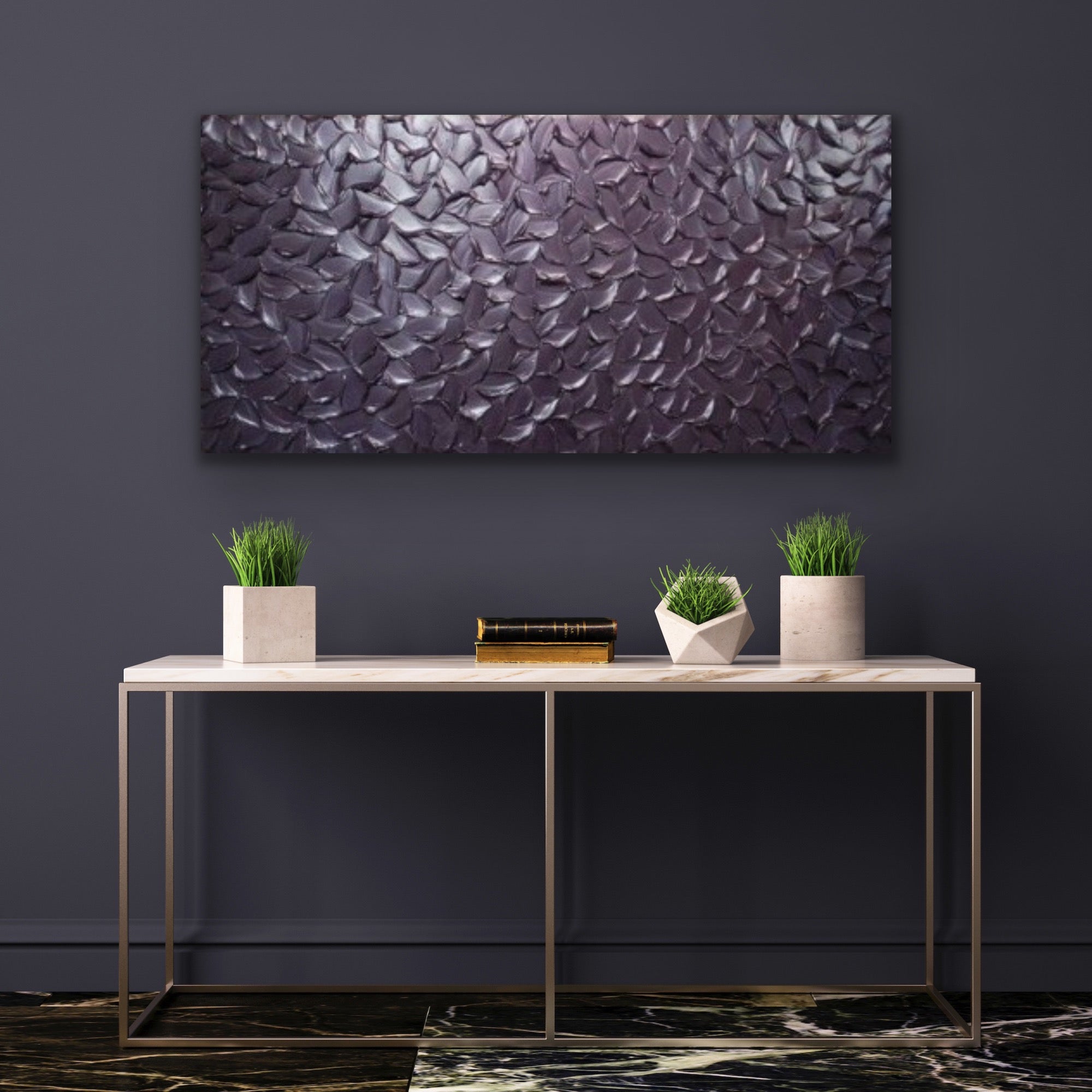 Lilac Smoky purple Abstract Minimalist ORIGINAL Metallic Textured Painting palette knife Impasto, Abstract Wall Art -MADE2ORDER-Mix & match