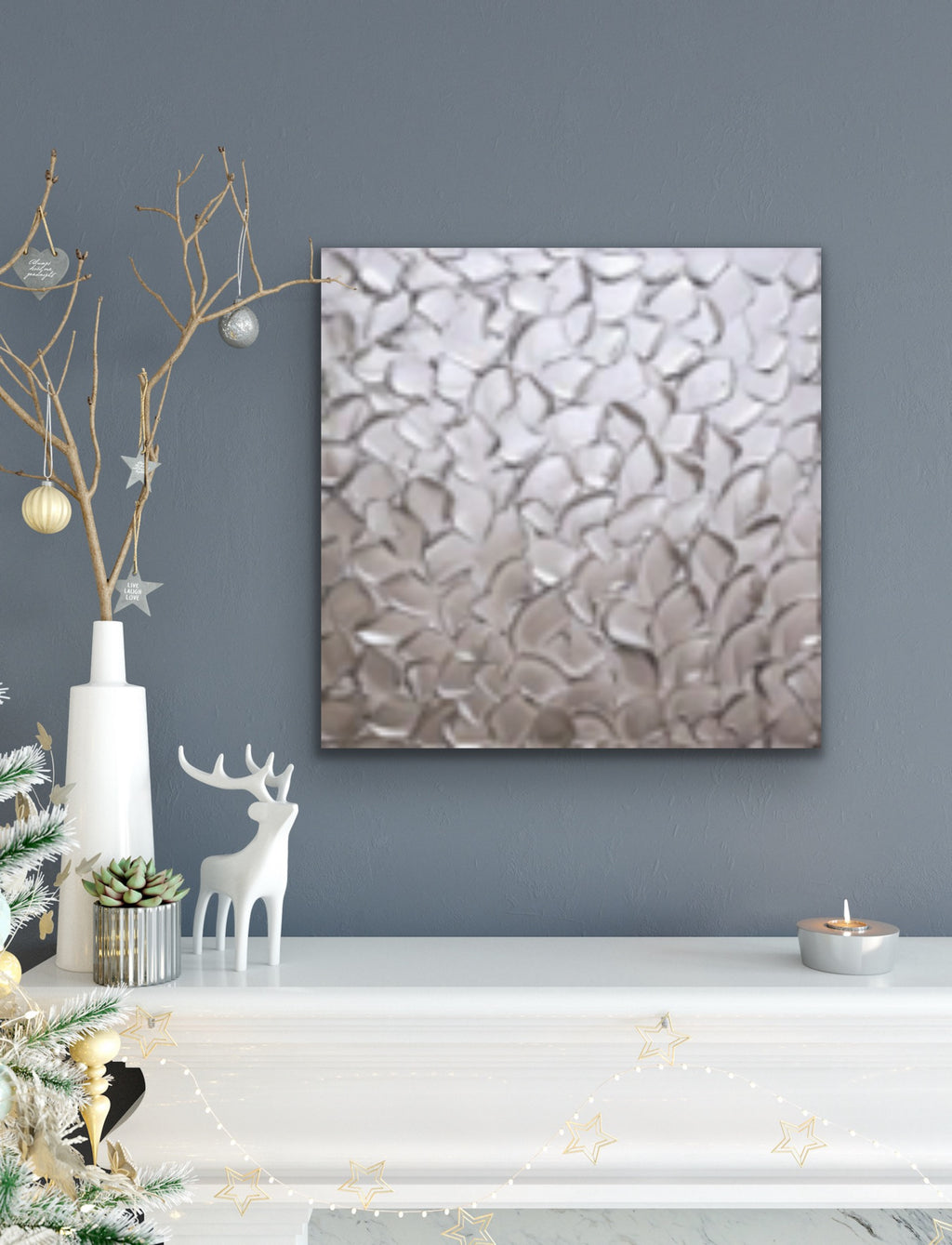Silver Abstract Minimalist ORIGINAL Metallic Textured Painting palette knife Impasto, Abstract Wall Art -MADE2ORDER-Mix & match
