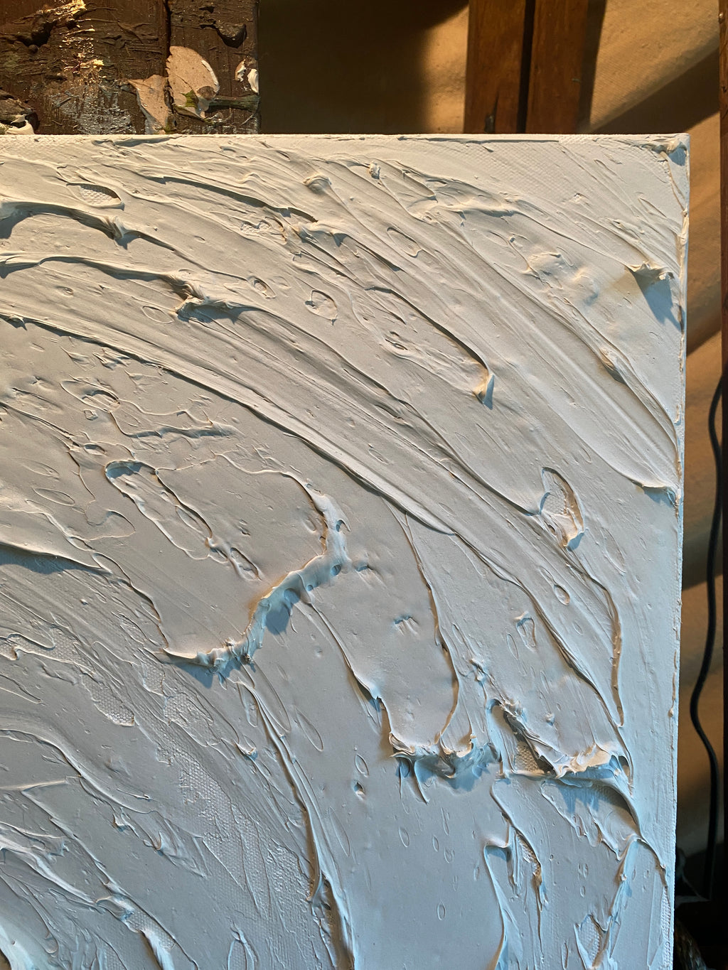 White minimalist abstract textured art ORIGINAL painting on canvas impasto Palette knife Art 24”x24" by Susanna Shap