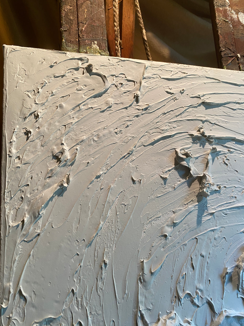White minimalist abstract textured art ORIGINAL painting on canvas impasto Palette knife Art 24”x24" by Susanna Shap