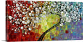 White cherry blossom abstract wall art rainbow tree panoramic fine art giclee print on canvas No 2 by Susanna Shap