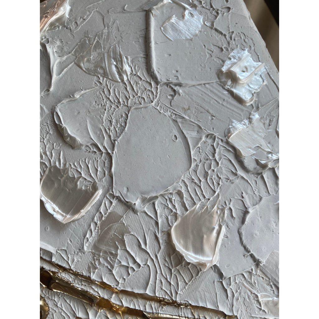 Zebra, ORIGINAL Animal Art Abstract White & Gold Textured painting, Handmade Canvas wall art