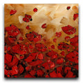Square Landscape art, red poppies on brown, Abstract Impressionist Fine Art Giclee PRINT on stretched canvas, by susanna shap