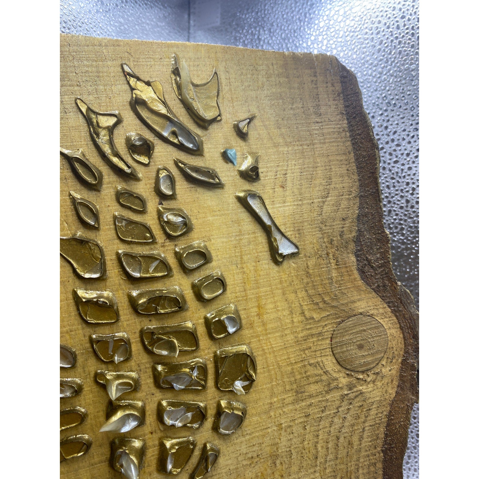 ORIGINAL Small Gold Seahorse painting, impasto tactile textured art on wood- by Susanna Shap