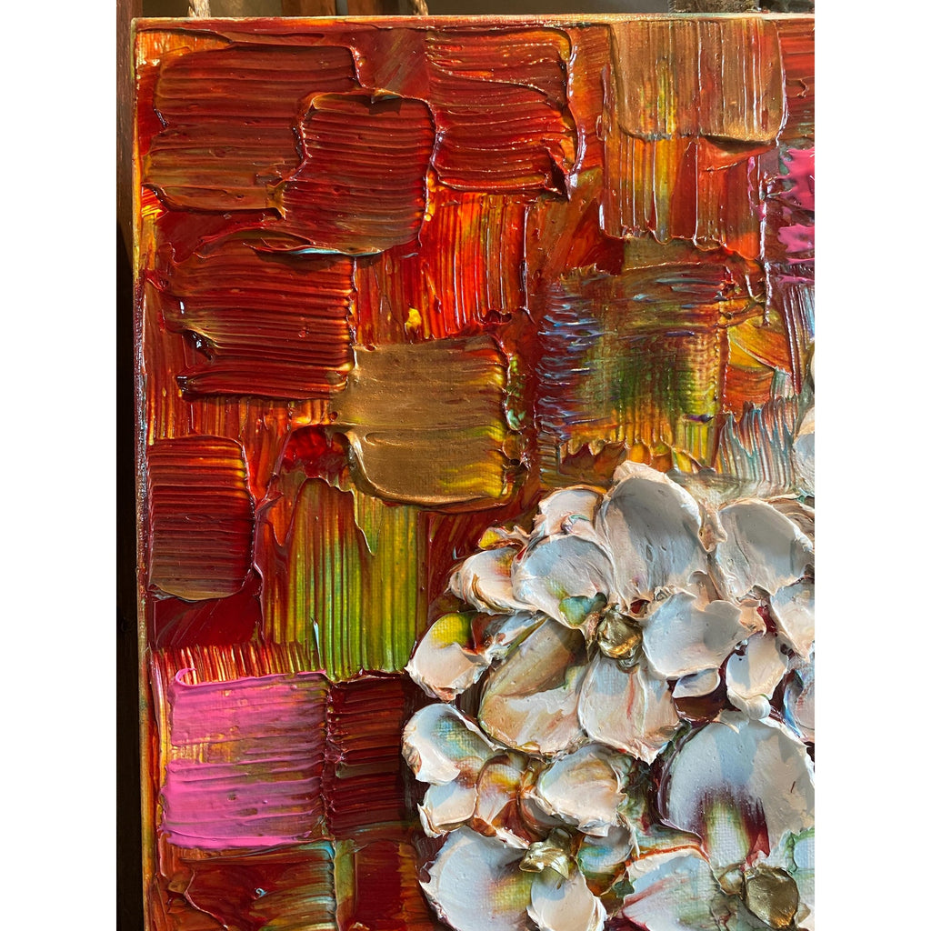 Original Heart Key Textured Painting: Impasto Palette Knife Art (18"x24")