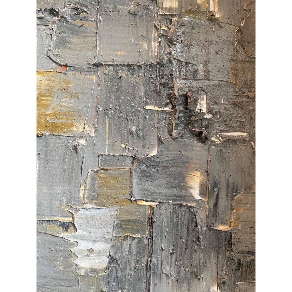 ORIGINAL Heavy Textured Large Abstract Minimalist painting Neutral Beige Gray Squares Geometric 60"x20" Palette knife Art- by Susanna Shap