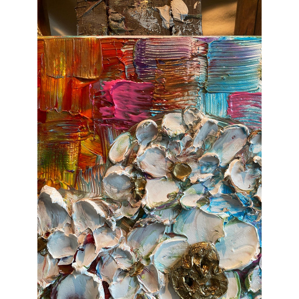 Original Heart Key Textured Painting: Impasto Palette Knife Art (18"x24")