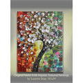 Original Palette Knife Cherry Blossom Painting, Textured Impasto Art (18"x24")