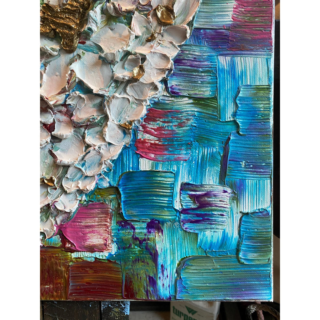 Original Heart Key Textured Painting: Impasto Palette Knife Art (18"x24")