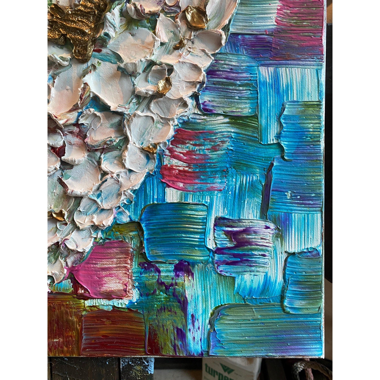 Original Heart Key Textured Painting: Impasto Palette Knife Art (18"x24")