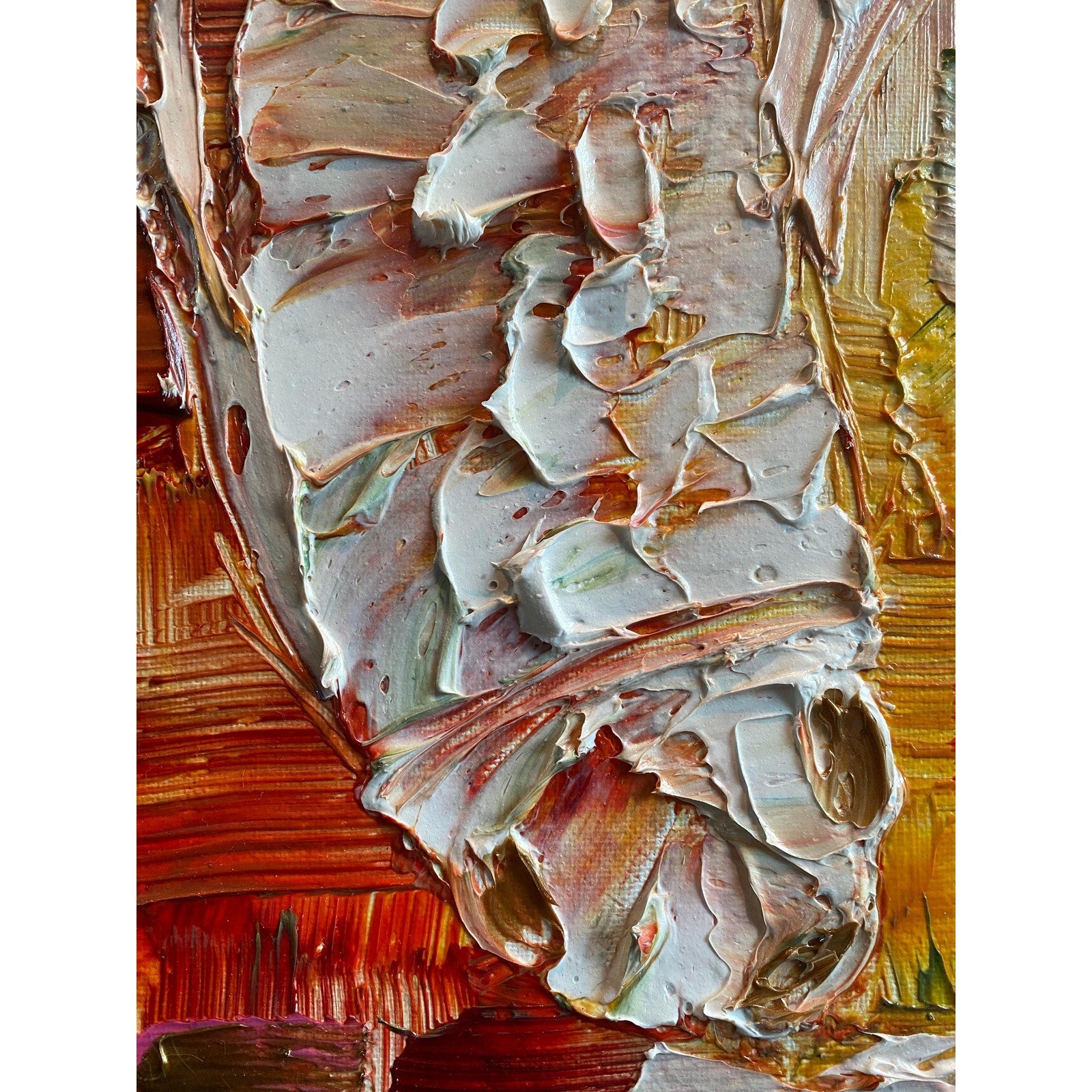 Original Koi Fish Painting: Textured Palette Knife impasto multicolored Fine Art (18"x24")