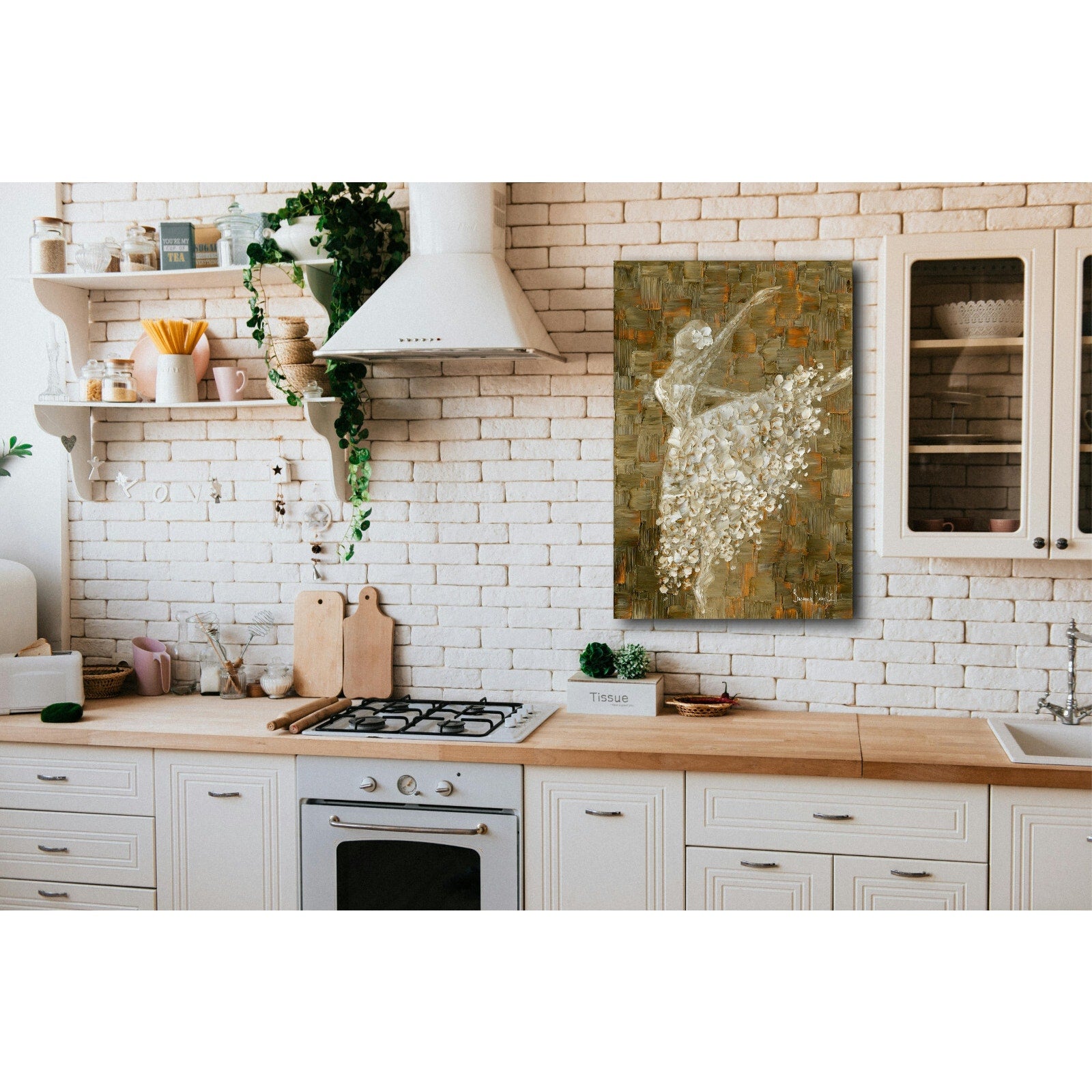 Ballet Art White Ballerina Art Brown Art canvas Abstract PRINT by Susanna Shap