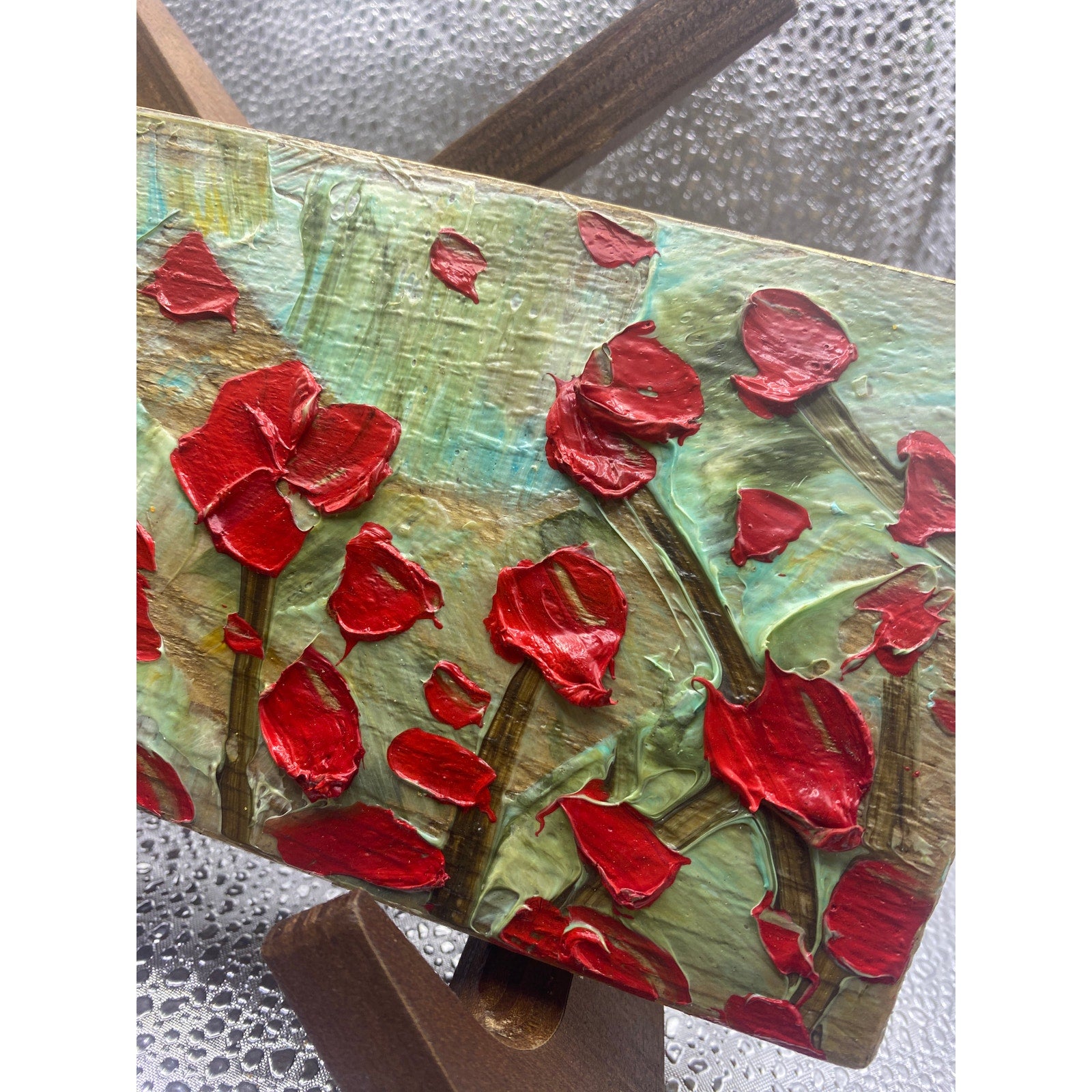 ORIGINAL Small Floral landscape oil painting, impasto on wood- by Susanna Shap