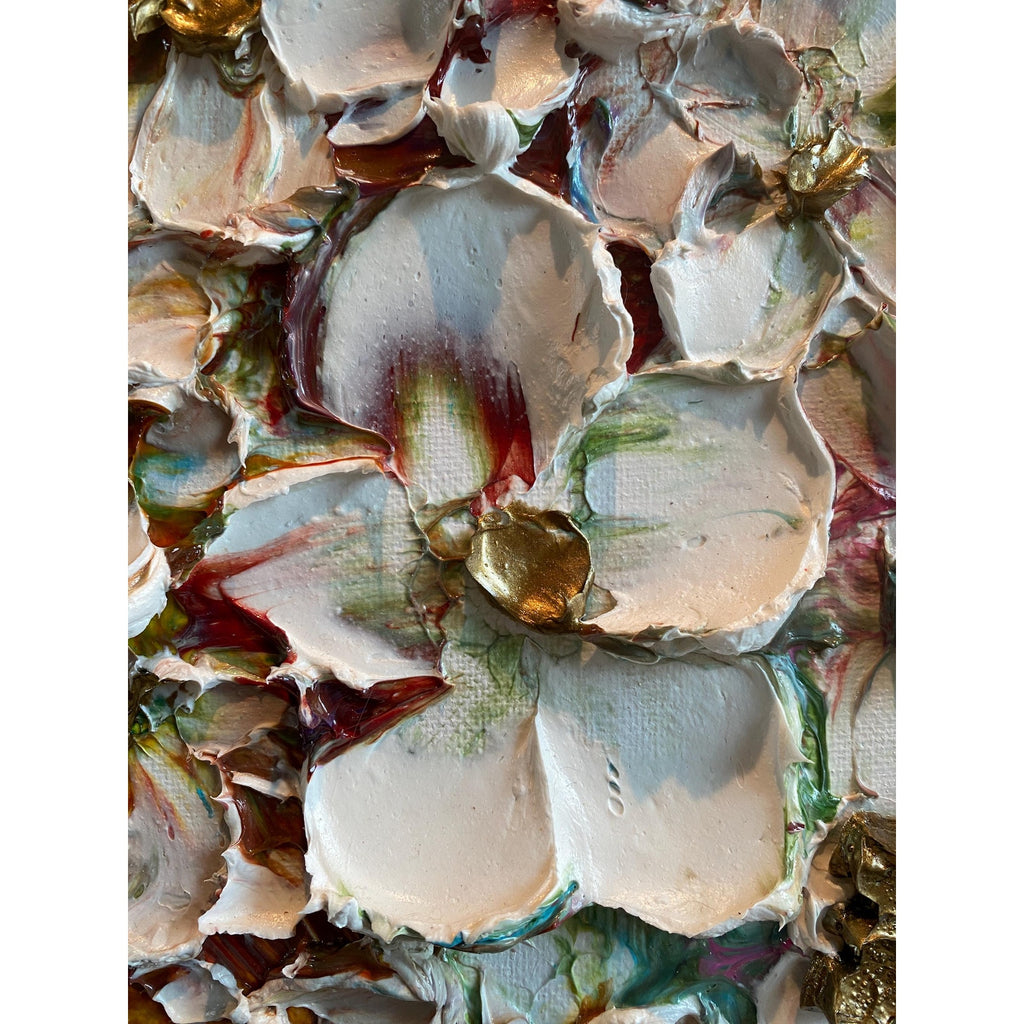 Original Heart Key Textured Painting: Impasto Palette Knife Art (18"x24")