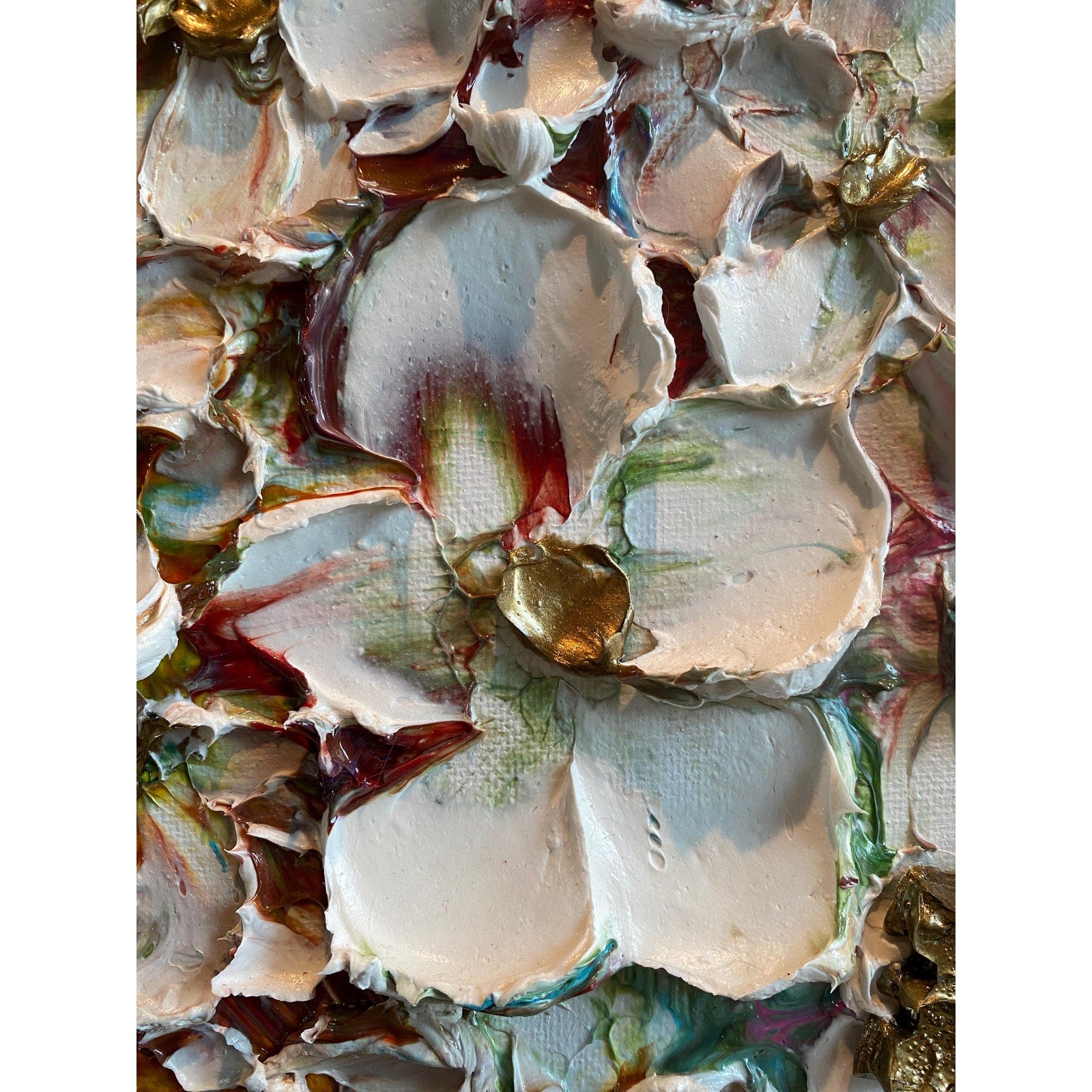 Original Heart Key Textured Painting: Impasto Palette Knife Art (18"x24")