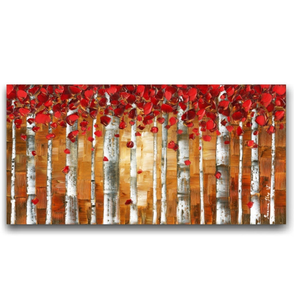 Birch Trees Landscape Abstract Wall Art PRINT On Stretched Canvas-s-xl -Susanna