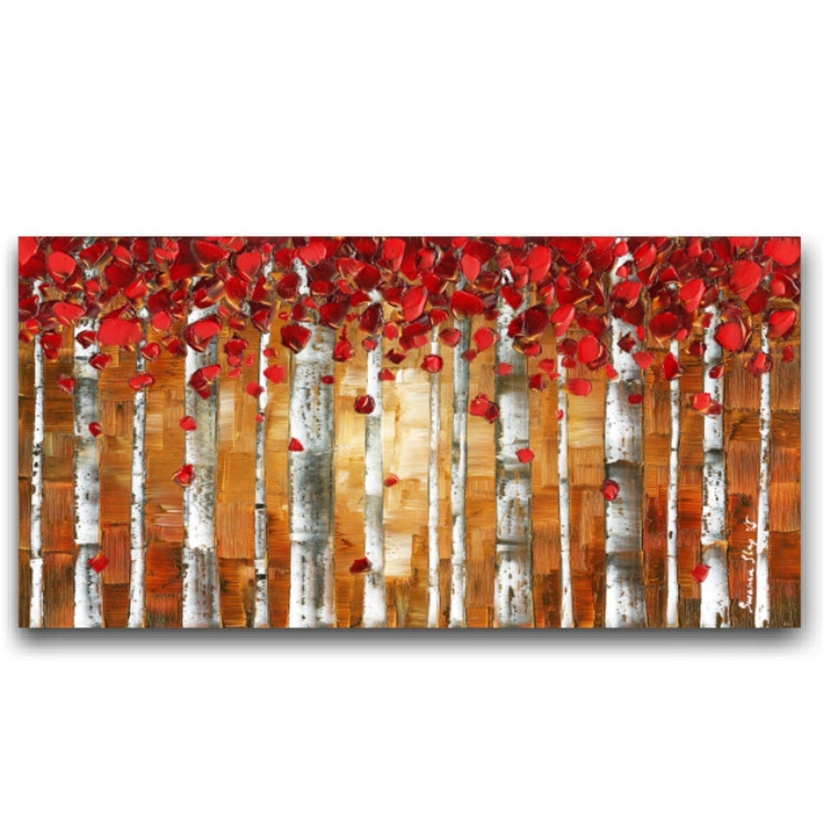 Birch Trees Landscape Abstract Wall Art PRINT On Stretched Canvas-s-xl -Susanna